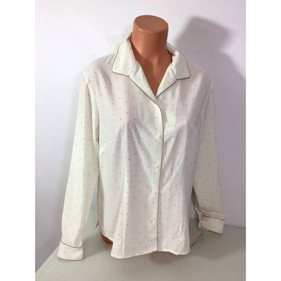 Polka Dot Preppy Shirt Blouse Womens XL New - Picture 5 of 7